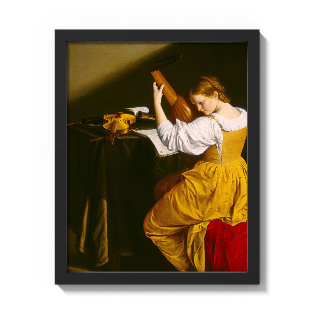 Orazio Gentileschi - The Lute Player - Small / Full Bleed / Black Frame