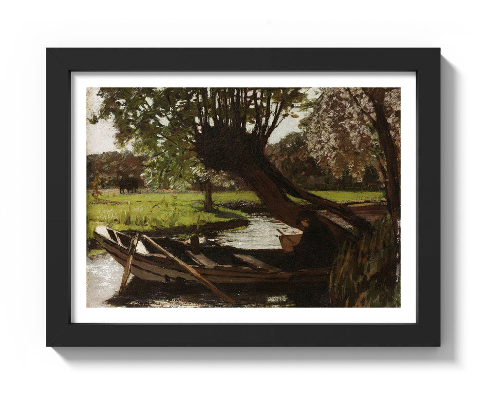Boat with a Pollard Willow by Matthijs Maris - Compact / With Margin / Black Frame