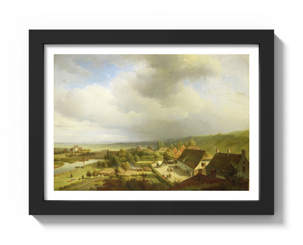 View of the Ooijpolder, seen from the Belvédère in Nijmegen by Abraham Johannes Couwenberg - Compact / With Margin / Black Frame