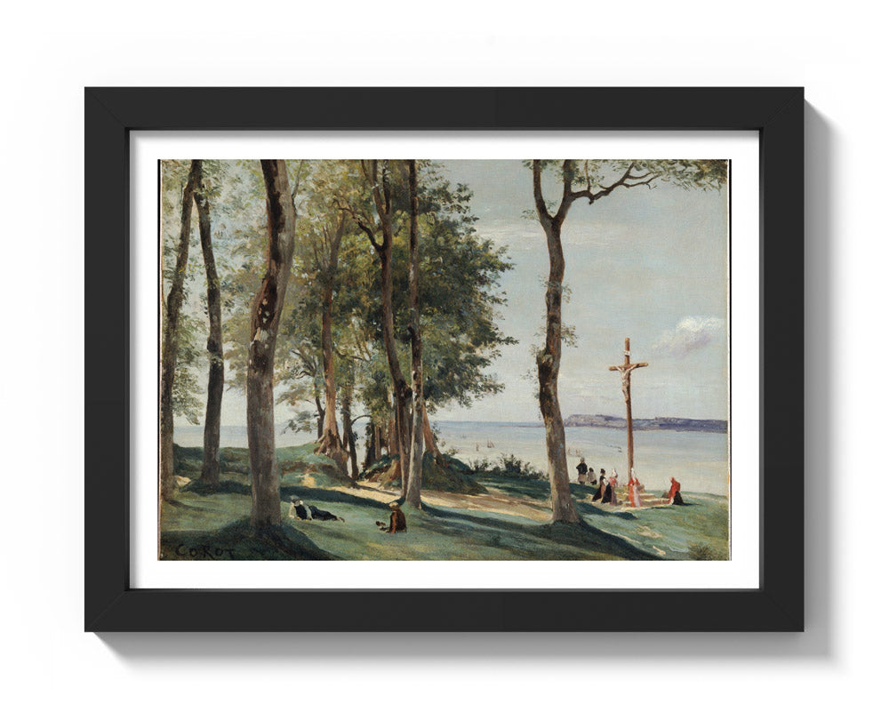 Honfleur: Calvary by Camille Corot - Compact / With Margin / Black Frame