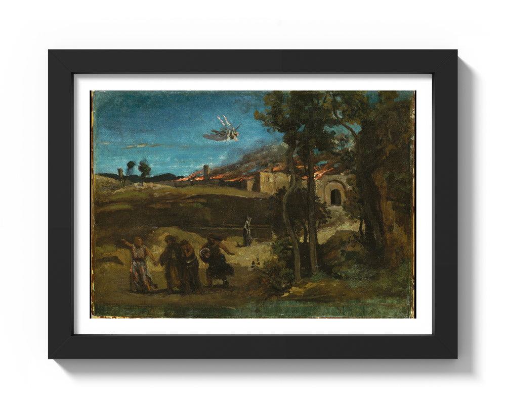 Study for "The Destruction of Sodom" by Camille Corot - Compact / With Margin / Black Frame