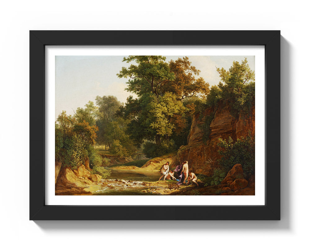 Landscape with Bathing People by Josef Feid - Compact / With Margin / Black Frame