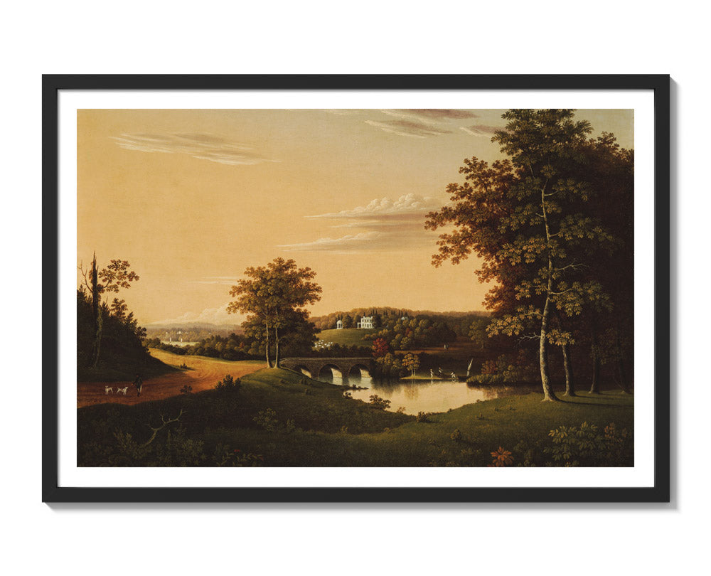 Point Breeze, the Estate of Joseph Napoleon Bonaparte at Bordentown, New Jersey by Charles B. Lawrence - Extra Large / With Margin / Black Frame