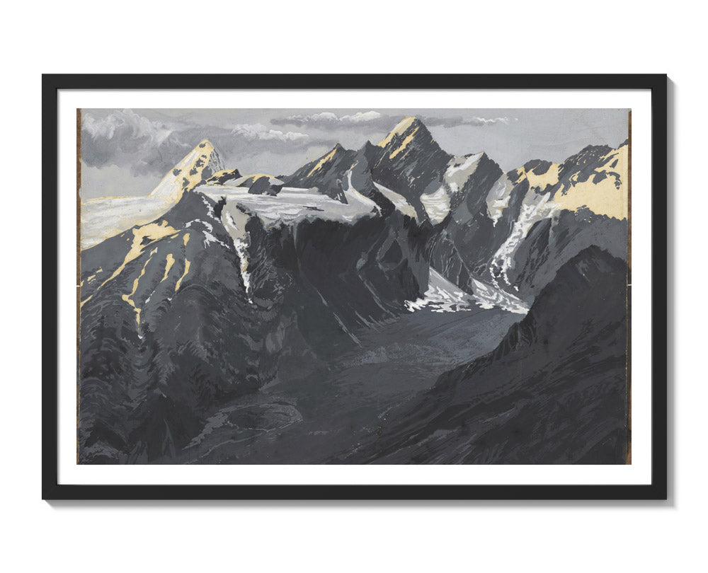 Mounts Sefton and Thompson with Fitzgerald Glacier from Douglas Pass. by George Sturtevant - Extra Large / With Margin / Black Frame