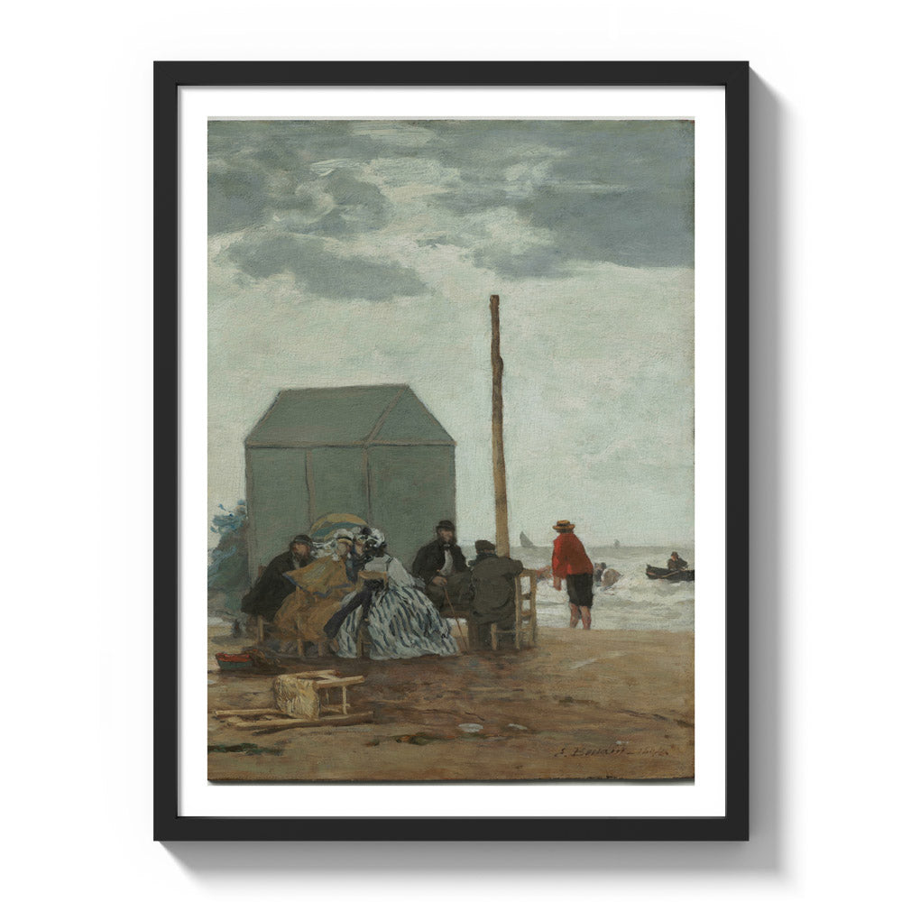 The Beach at Deauville by Eugène Boudin - Large / With Margin / Black Frame