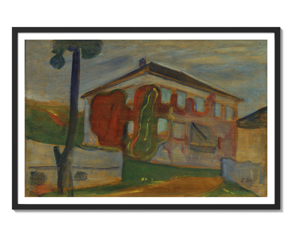 House with Red Virginia Creeper by Edvard Munch - Majestic / With Margin / Black Frame