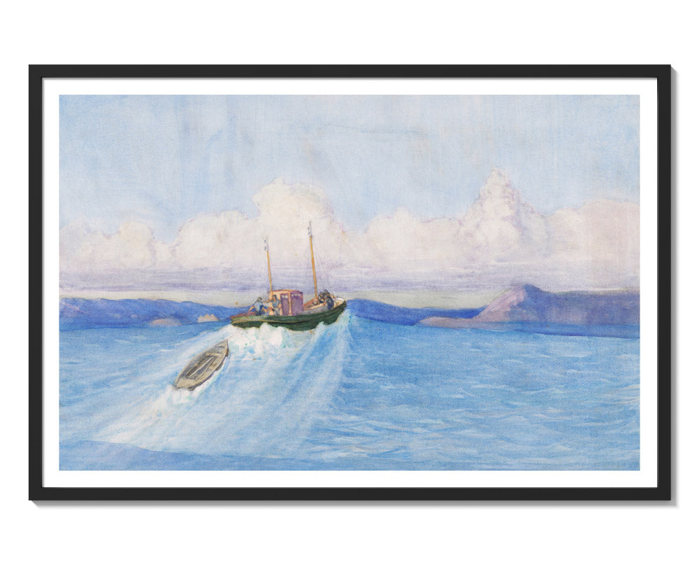 Riding the swell, Wellington Harbour by Dorothy Richmond - Majestic / With Margin / Black Frame