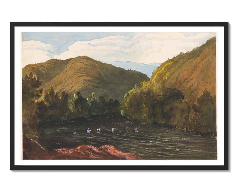 On the Buller River, Near Lake Arthur, Rotoiti by Sir William Fox KCMG - Majestic / With Margin / Black Frame