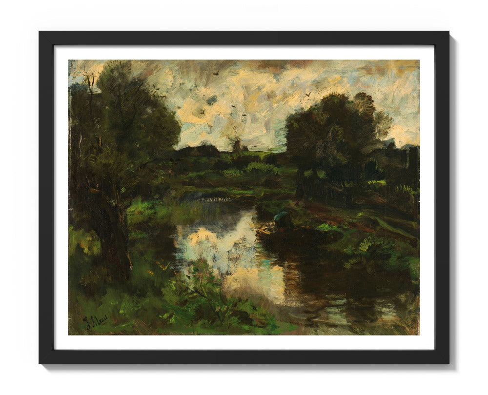 A Polder Landscape after a Thunderstorm by Jacob Maris - Medium / With Margin / Black Frame