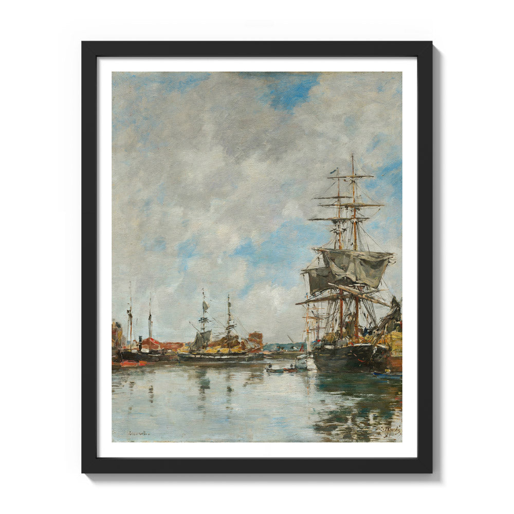 The Dock of Deauville by Eugène Boudin - Medium / With Margin / Black Frame
