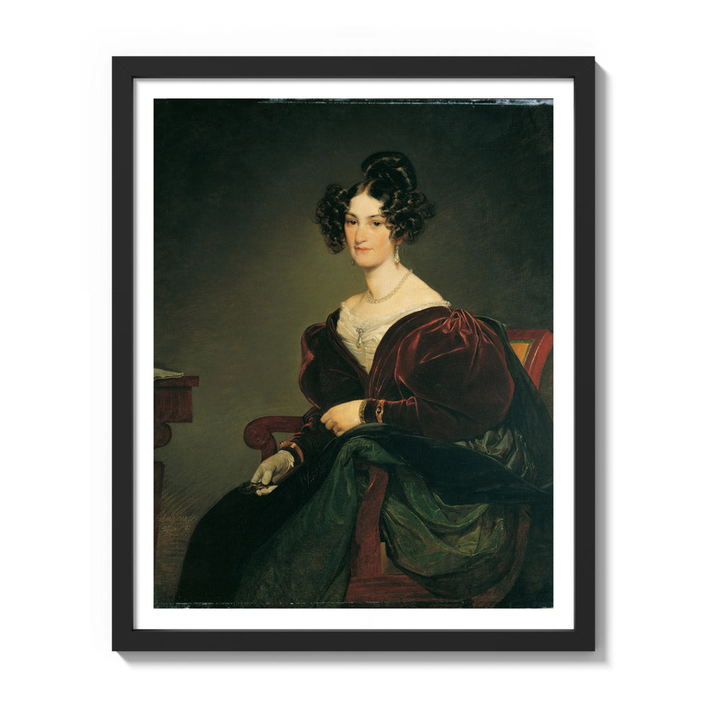Amalie Josefine Klein, née von Henikstein (1806–1871) by Friedrich von Amerling - Medium / With Margin / Black Frame