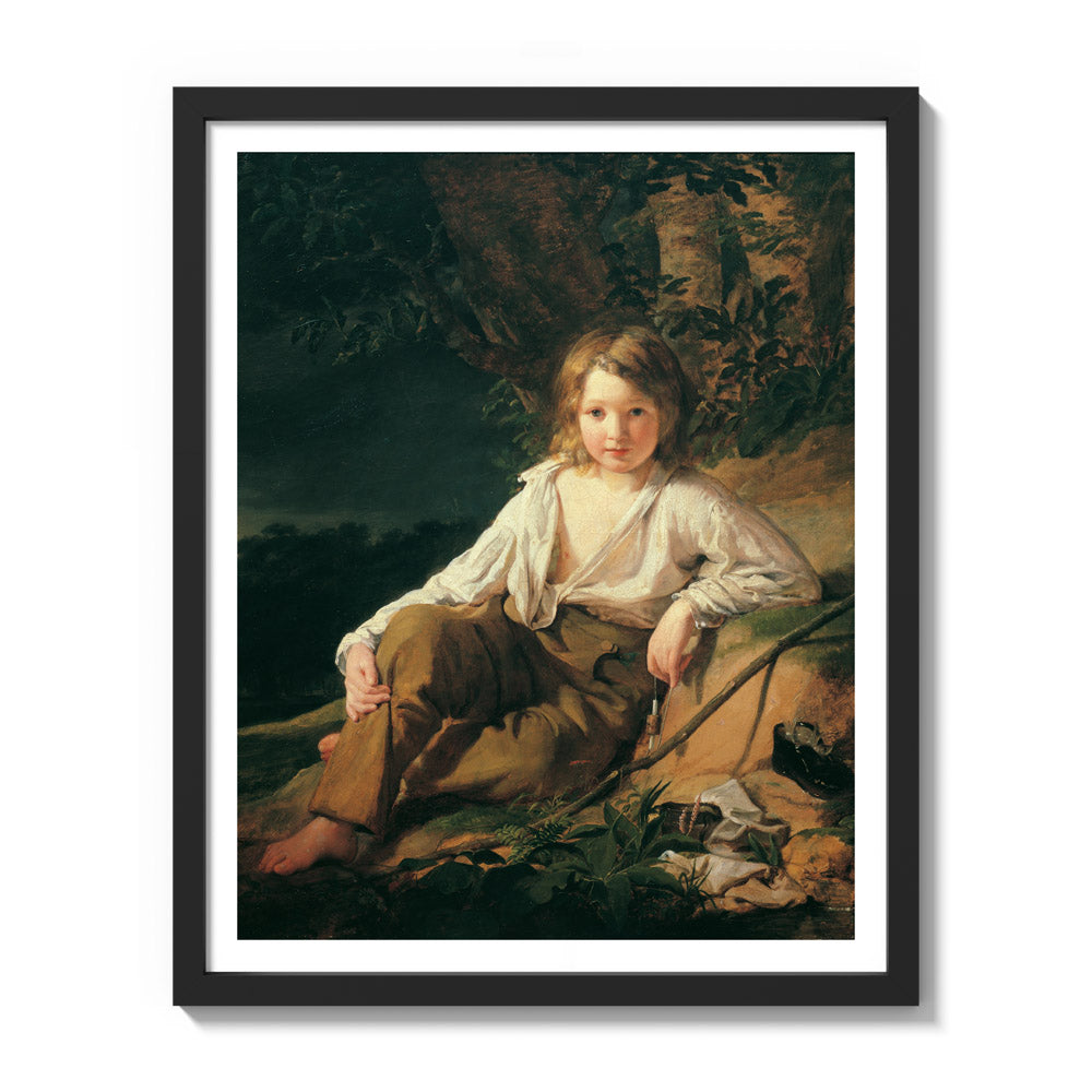 A Fisher Boy by Friedrich von Amerling - Medium / With Margin / Black Frame