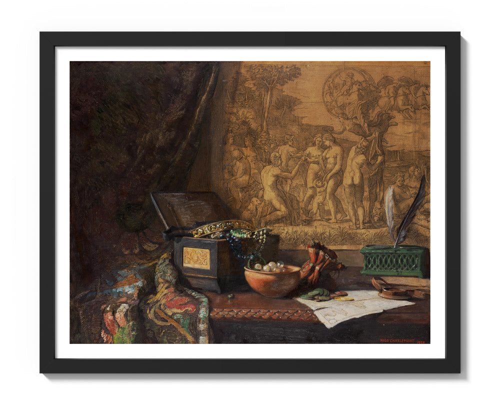 Still life with Judgment of Paris by Hugo Charlemont - Medium / With Margin / Black Frame