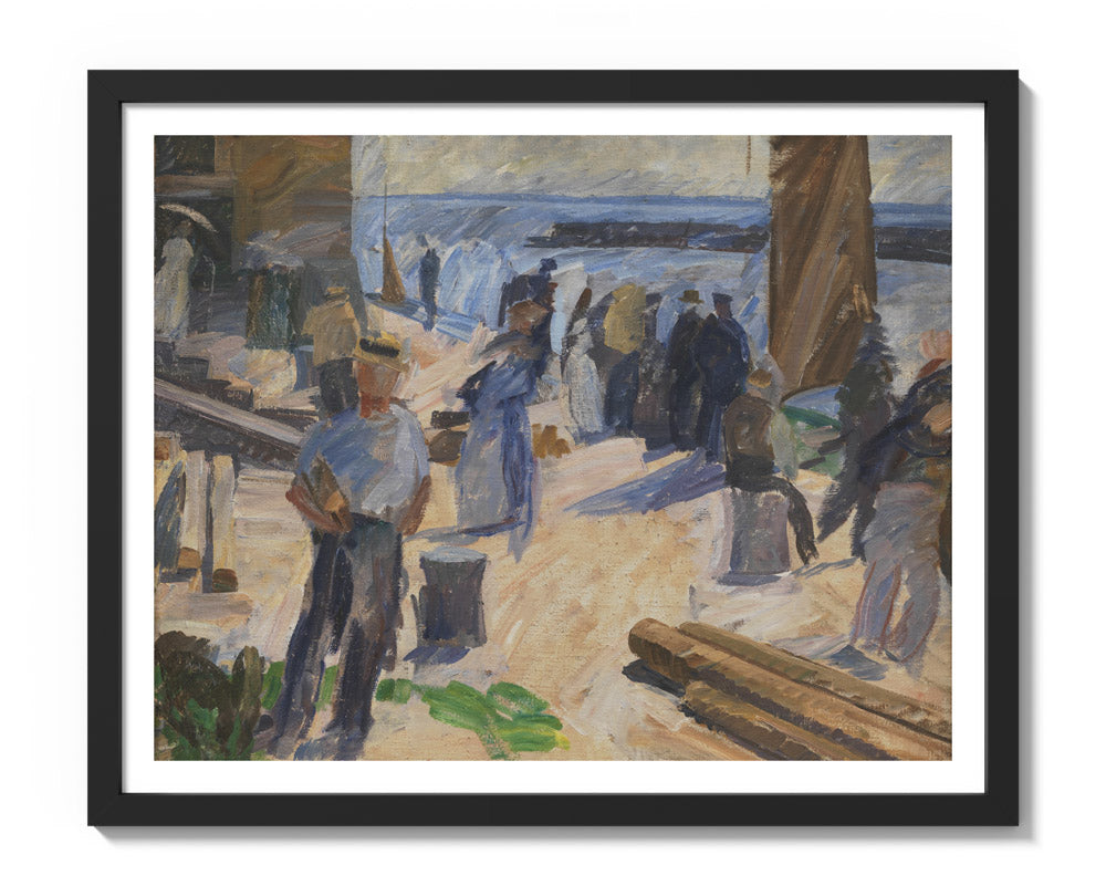 The Mail Boat Arriving, Christiansø by Edvard Weie - Medium / With Margin / Black Frame