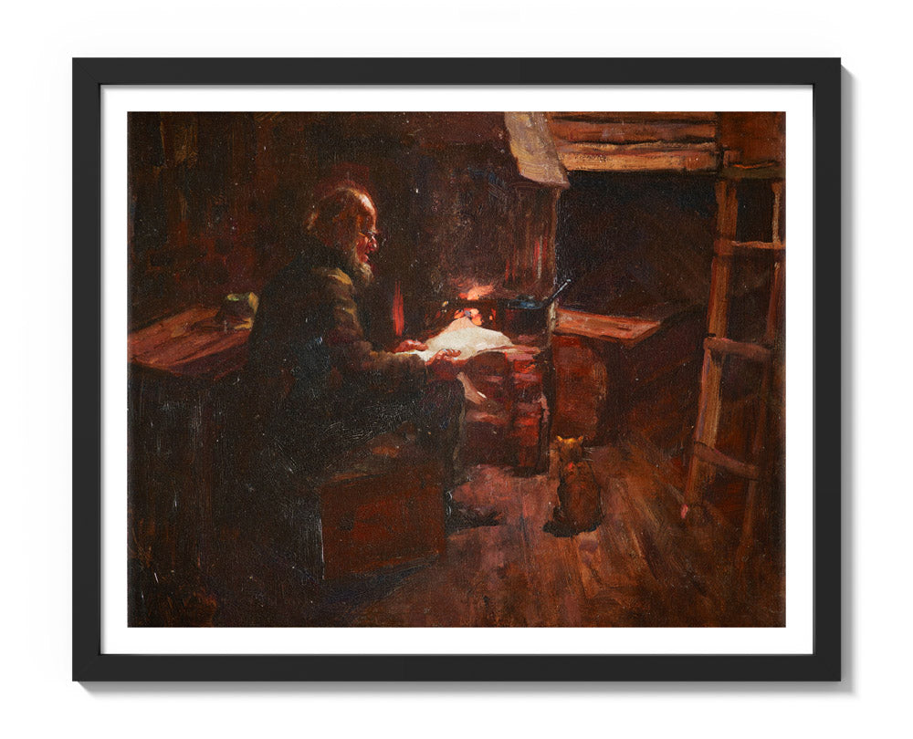 The hermit of Wellington harbour by Petrus van der Velden - Medium / With Margin / Black Frame