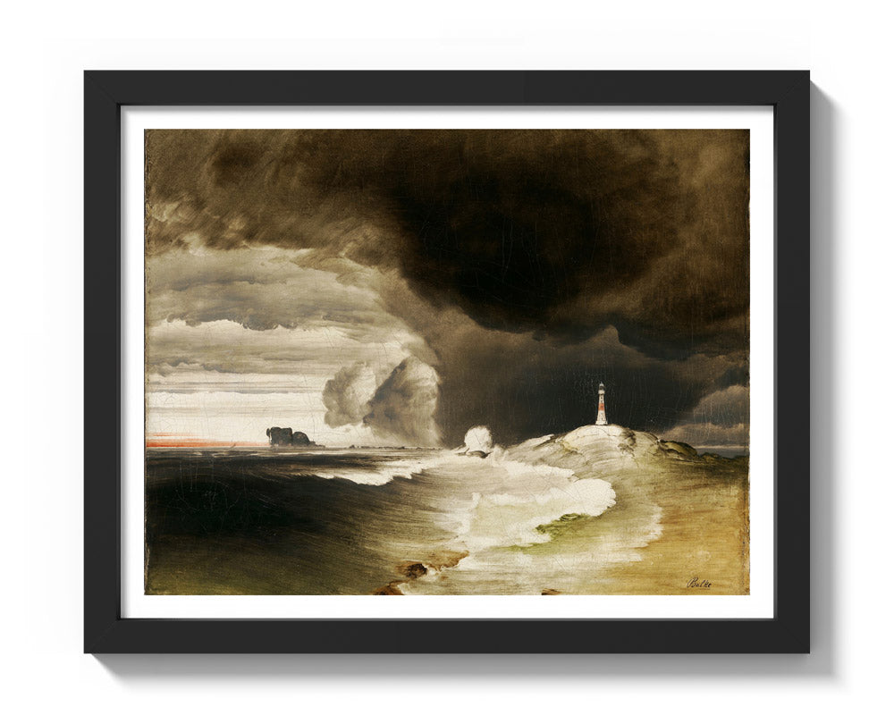 Lighthouse on the Norwegian Coast by Peder Balke - Small / With Margin / Black Frame