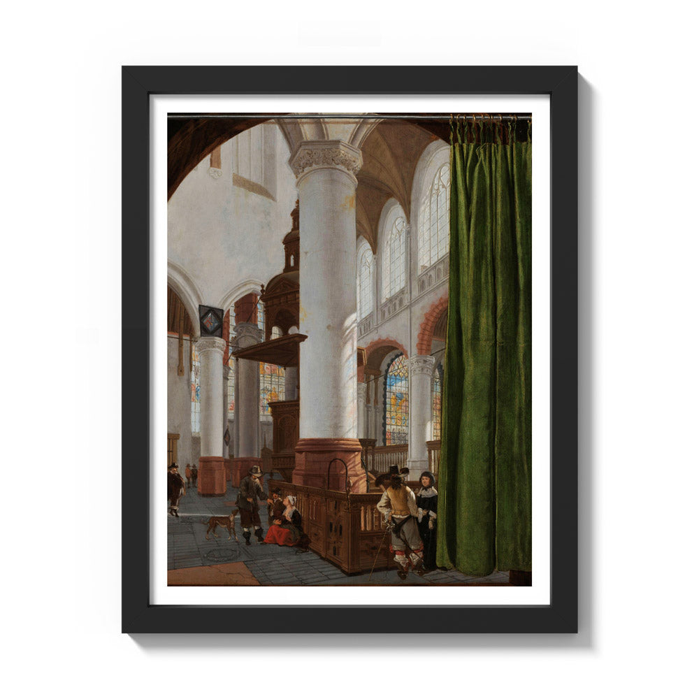 Interior of the Oude Kerk in Delft by Gerard Houckgeest - Small / With Margin / Black Frame