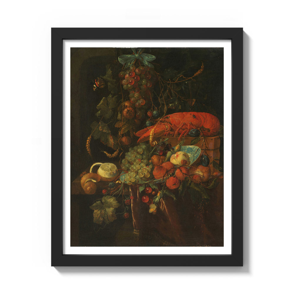 Still Life with Fruit and a Lobster by Jan Davidsz. de Heem - Small / With Margin / Black Frame