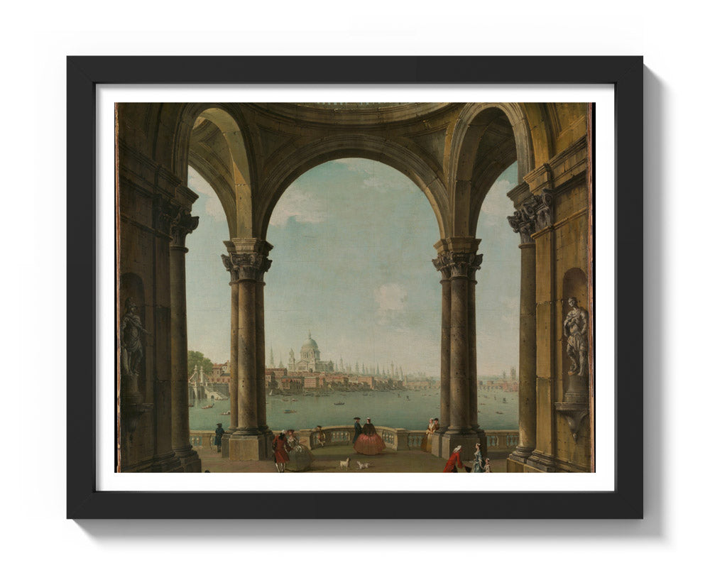 Capriccio with St. Paul's and Old London Bridge by Antonio Joli - Small / With Margin / Black Frame