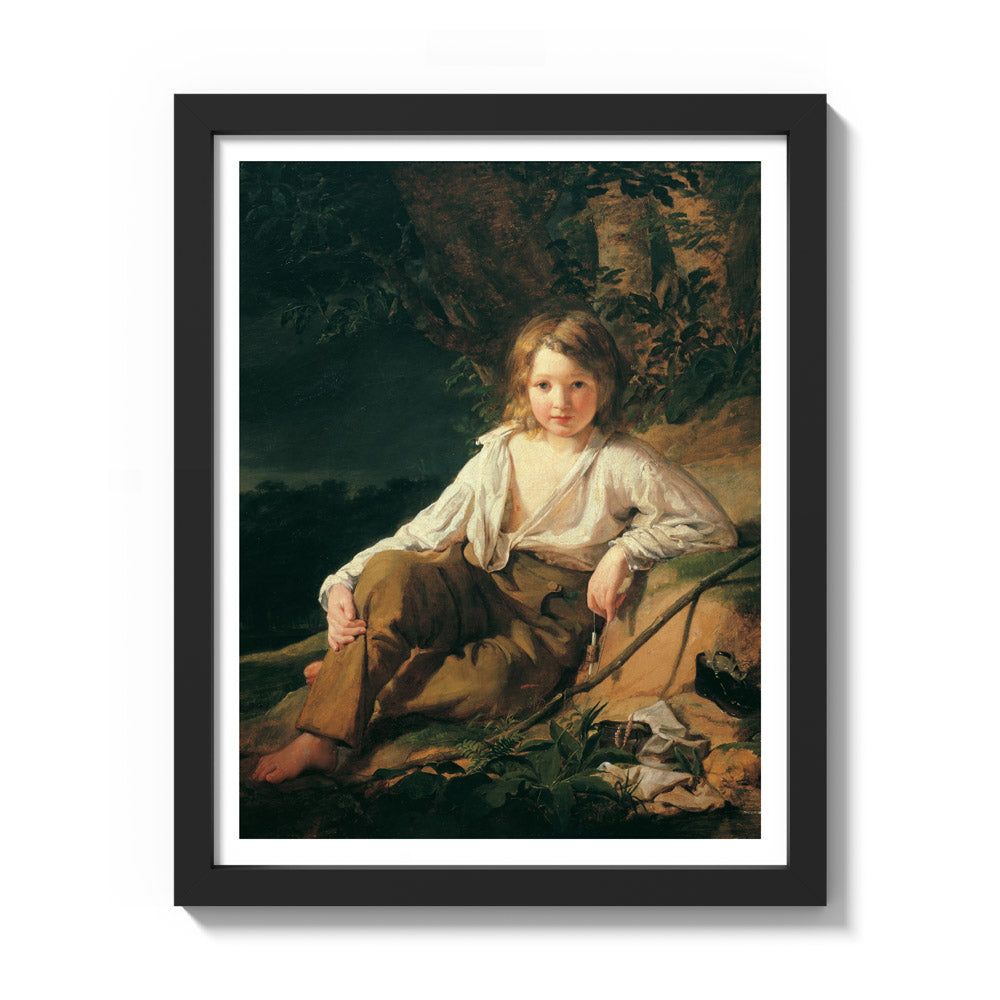 A Fisher Boy by Friedrich von Amerling - Small / With Margin / Black Frame