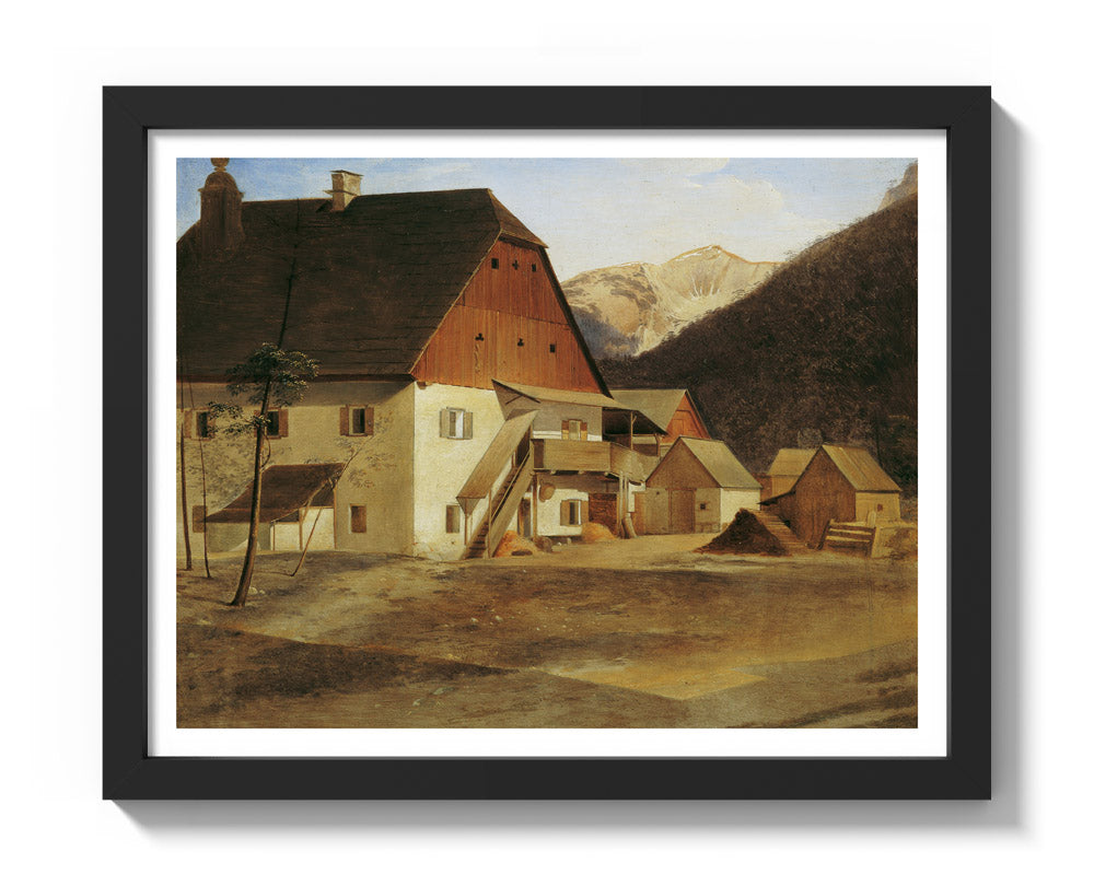 The Great Hammer House in Hirschwang on the Rax by Erasmus von Engert - Small / With Margin / Black Frame