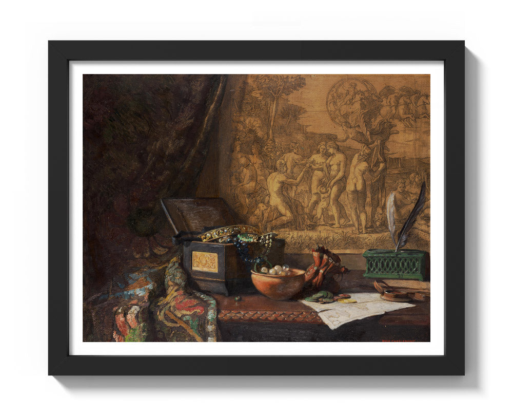 Still life with Judgment of Paris by Hugo Charlemont - Small / With Margin / Black Frame