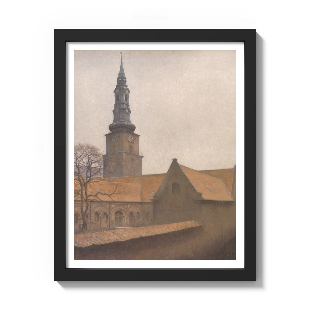 St. Peter's Church, Copenhagen by Vilhelm Hammershøi - Small / With Margin / Black Frame