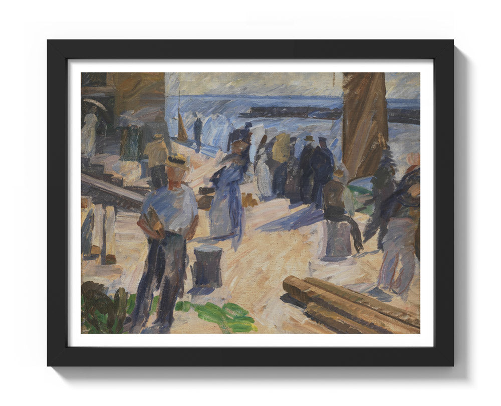 The Mail Boat Arriving, Christiansø by Edvard Weie - Small / With Margin / Black Frame