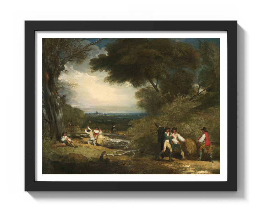 Woodcutters in Windsor Great Park by Benjamin West - Small / With Margin / Black Frame