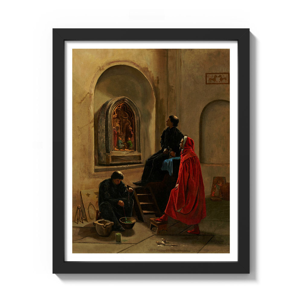 The Artist Paints the Church by Edwin H. Blashfield - Small / With Margin / Black Frame