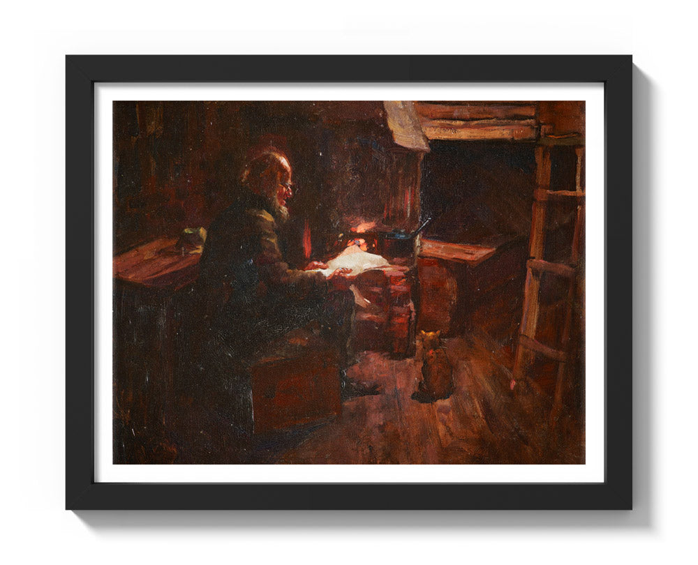 The hermit of Wellington harbour by Petrus van der Velden - Small / With Margin / Black Frame