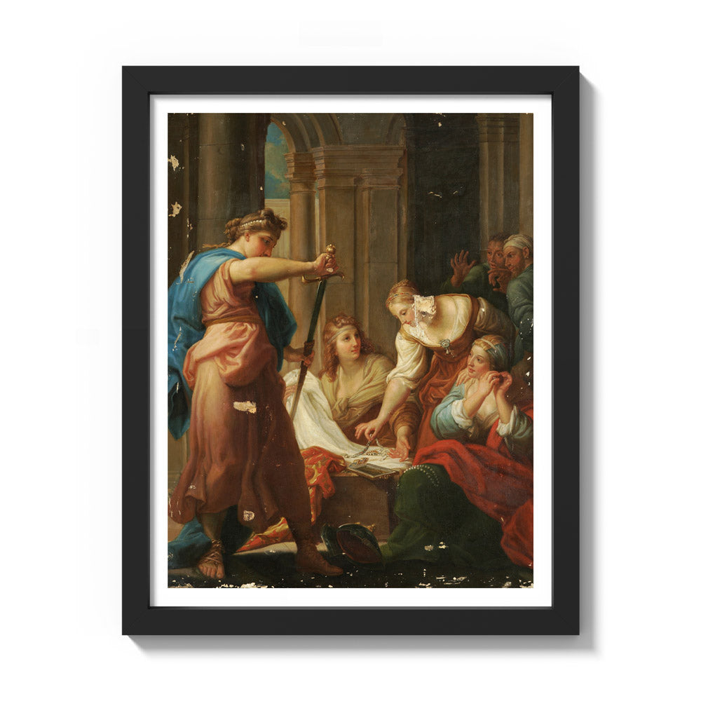 Achilles and the daughters of Lycomedes by Pompeo Batoni - Small / With Margin / Black Frame