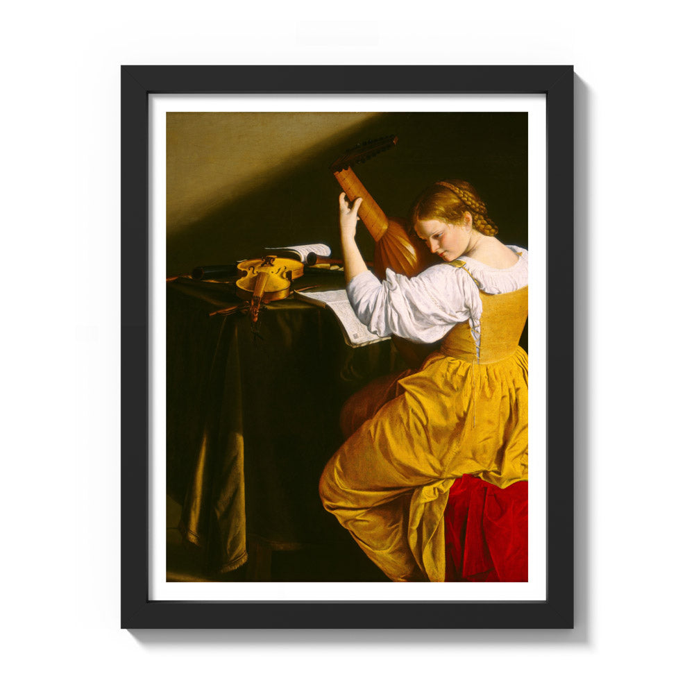 Orazio Gentileschi - The Lute Player - Small / With Margin / Black Frame