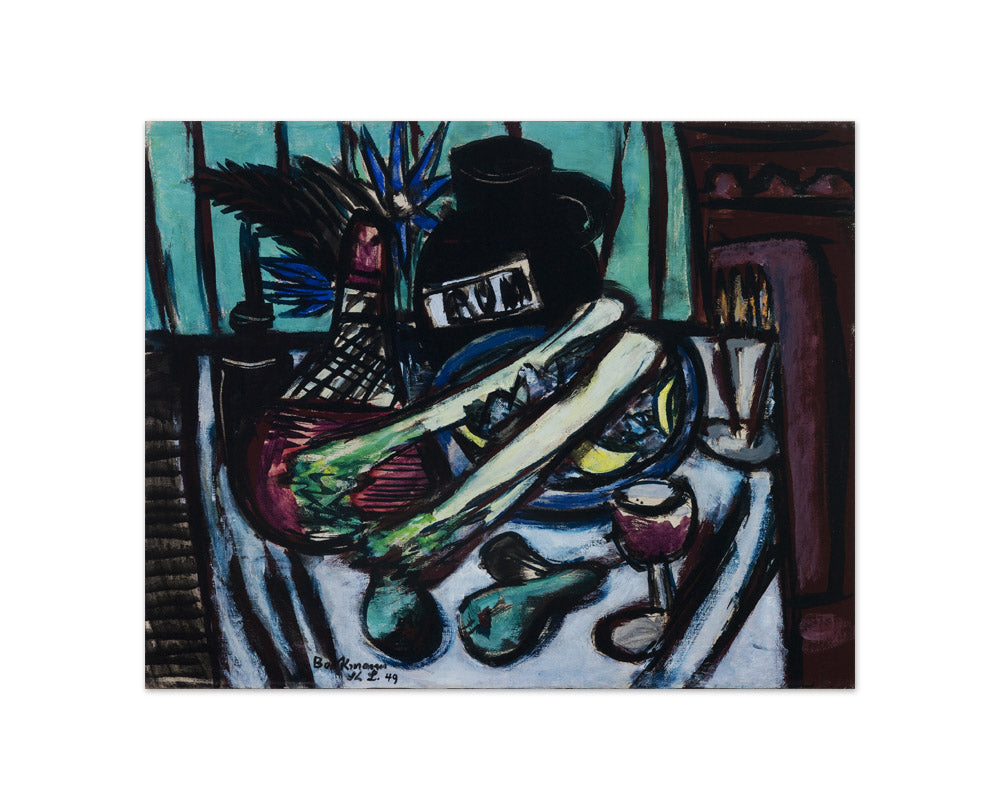 Still Life with Chianti Bottle and Celery by Max Beckmann - Compact / Full Bleed / No Frame