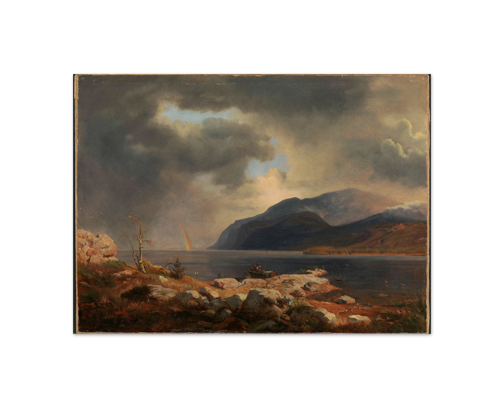 Norwegian fjord landscape with rainbow by Andreas Achenbach - Compact / Full Bleed / No Frame