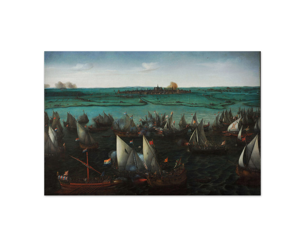 Battle between Dutch and Spanish Ships on the Haarlemmermeer by Hendrick Cornelisz Vroom - Compact / Full Bleed / No Frame