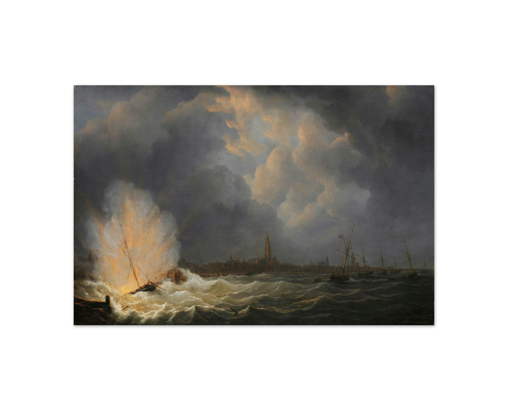 The Explosion of Gunboat nr 2, under Command of Jan van Speyk, off Antwerp, 5 February 1831 by Martinus Schouman - Compact / Full Bleed / No Frame