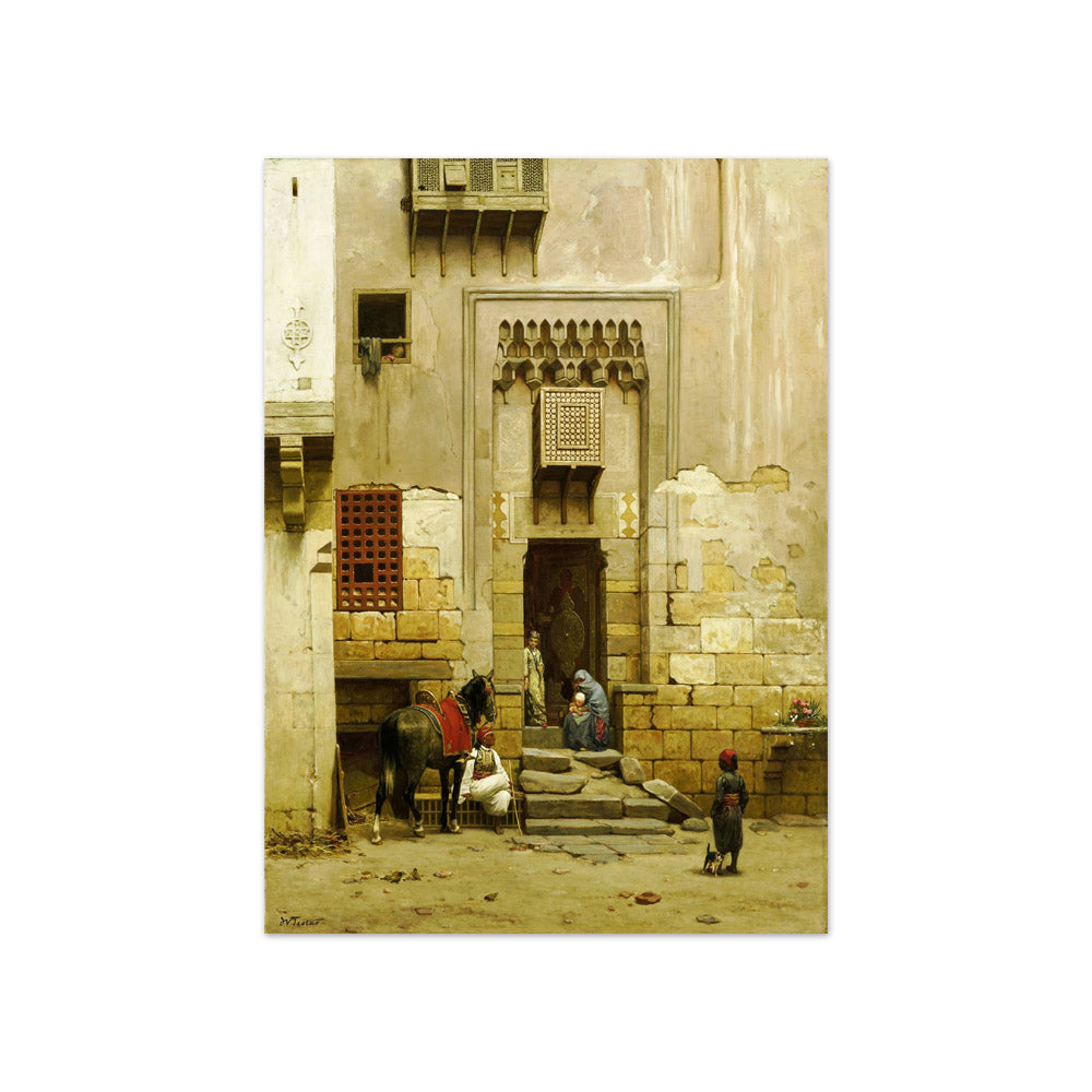 The Courtyard of a house in Cairo by Willem de Famars Testas - Compact / Full Bleed / No Frame