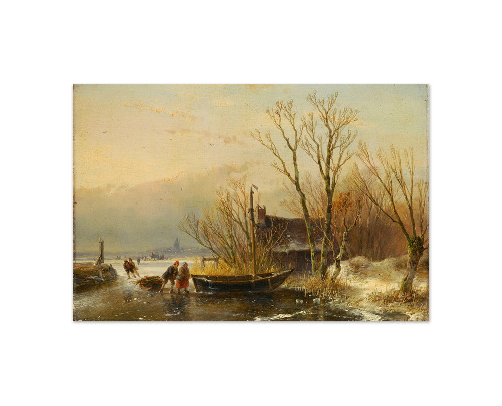 Winter Scene on the Ice with Wood Gatherers by Andreas Schelfhout - Compact / Full Bleed / No Frame