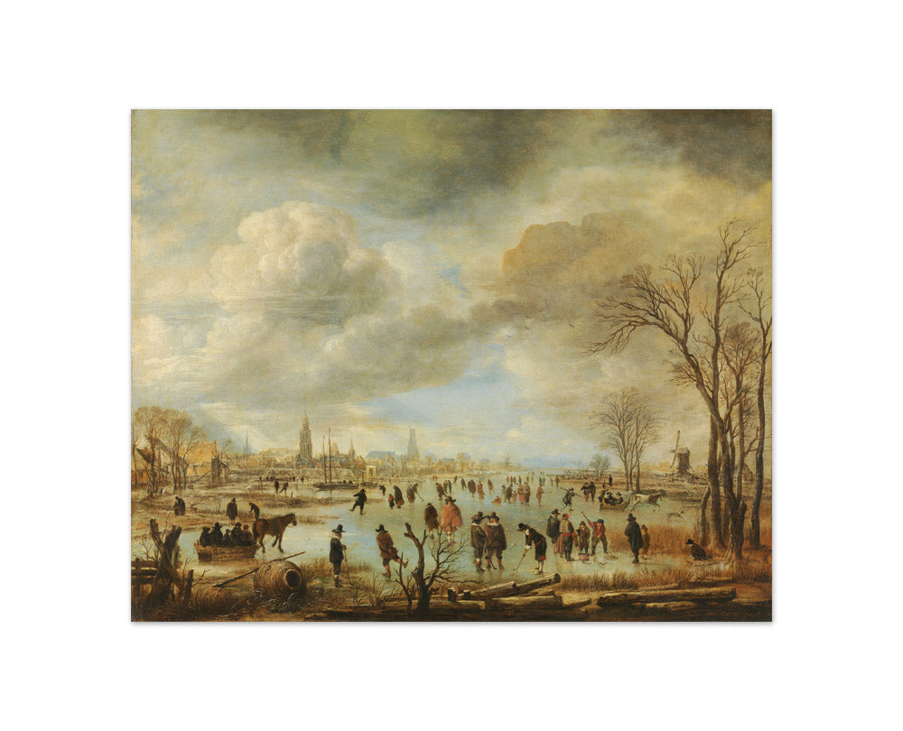 Winter Landscape near a Town with Kolf Players and Horse-Drawn Sleighs by Aert van der Neer - Compact / Full Bleed / No Frame