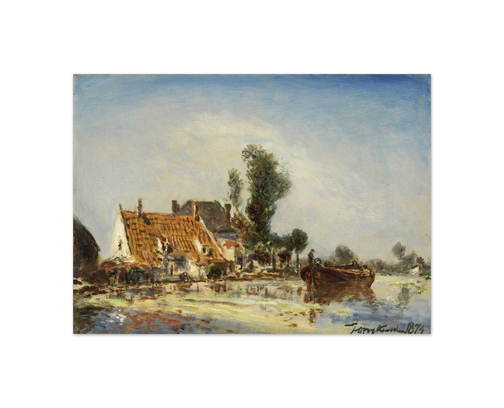 Houses on a Waterway near Crooswijk by Johan Barthold Jongkind - Compact / Full Bleed / No Frame