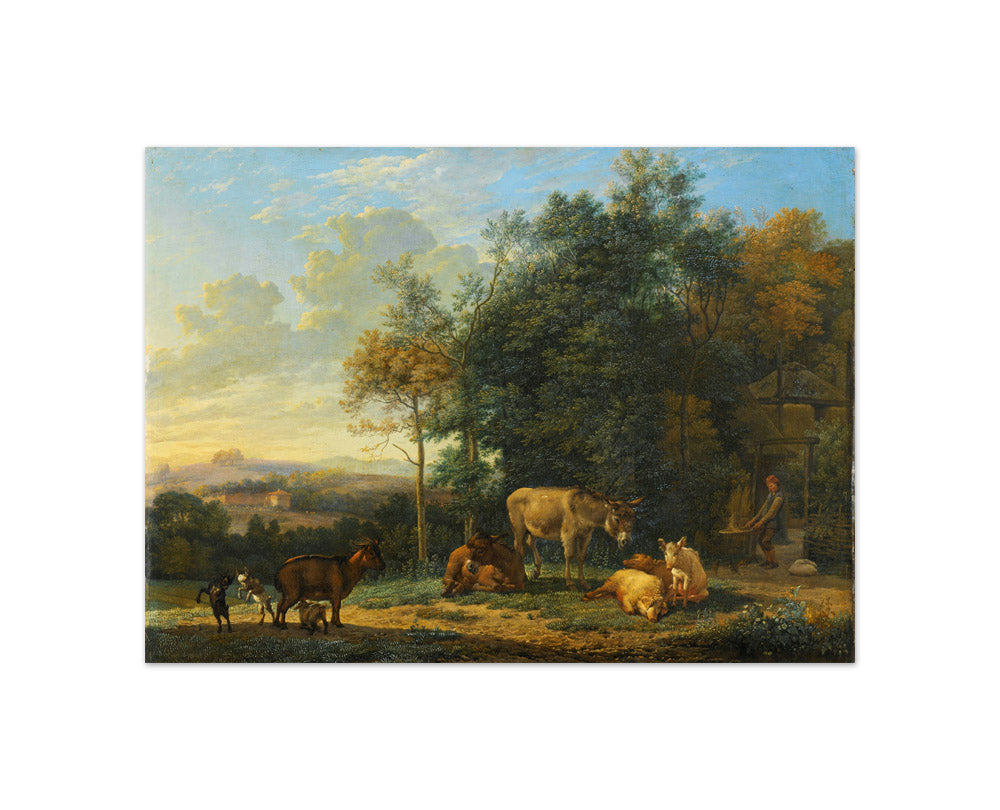 Landscape with Two Donkeys, Goats and Pigs by Karel du Jardin - Compact / Full Bleed / No Frame