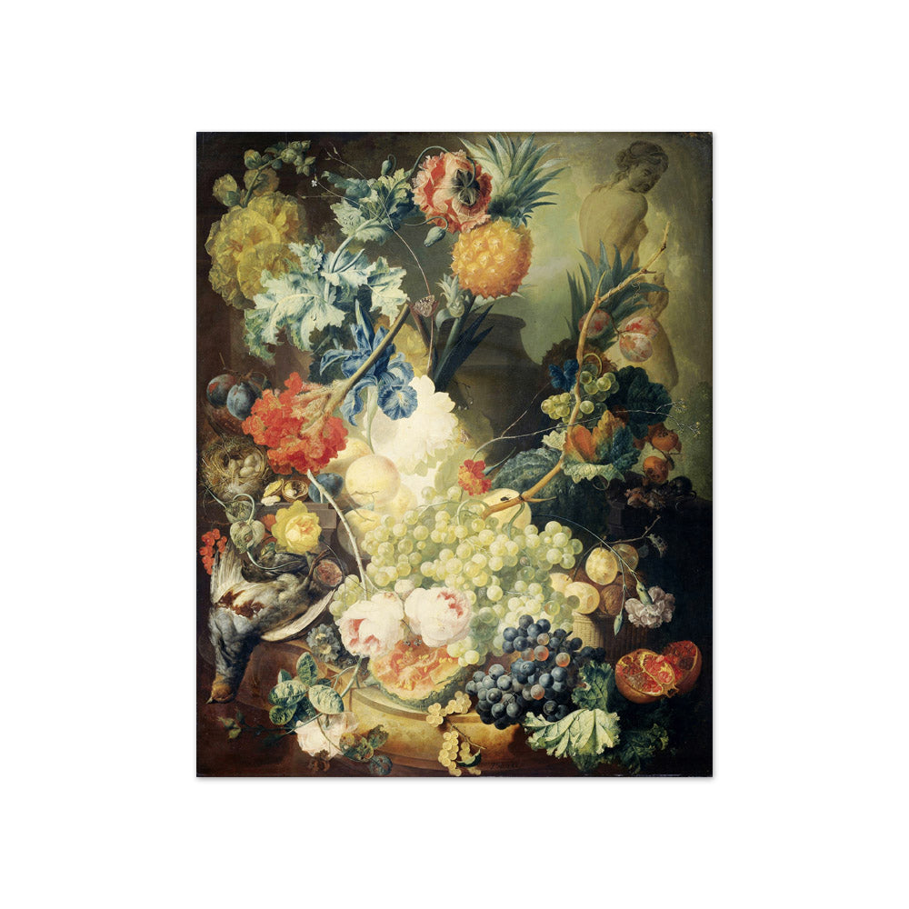 Still Life with Flowers, Fruit and Birds by Jan van Os - Compact / Full Bleed / No Frame