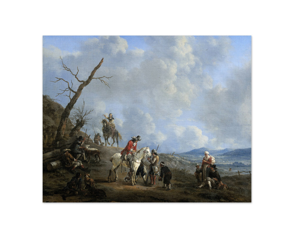 Landscape with Riders, Hunters and Peasants by Johannes Lingelbach - Compact / Full Bleed / No Frame