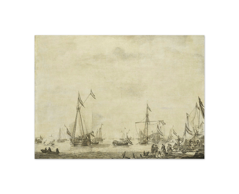 Royal Yacht and State Yacht Sail from Moerdijk with Charles II, King of England, on board, 1660 by Willem van de Velde the Elder - Compact / Full Bleed / No Frame