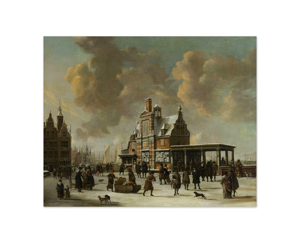 The Paalhuis and the Nieuwe Brug, Amsterdam, in the Winter by Jan Abrahamsz. Beerstraten - Compact / Full Bleed / No Frame