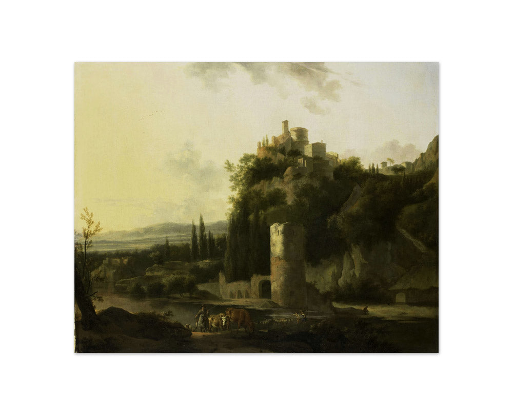 Italina landscape with round tower by Frederik de Moucheron - Compact / Full Bleed / No Frame