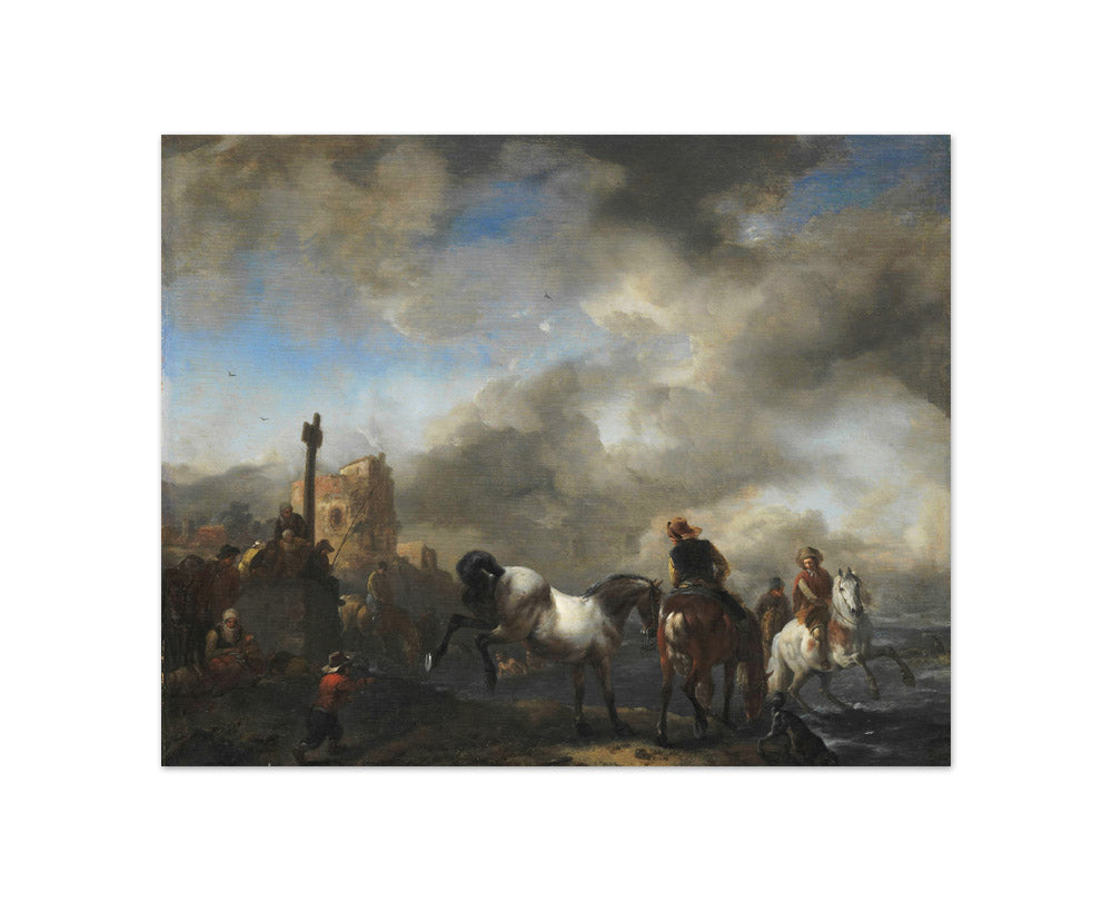 Horsepond near a Boundary Stone by Philips Wouwerman - Compact / Full Bleed / No Frame