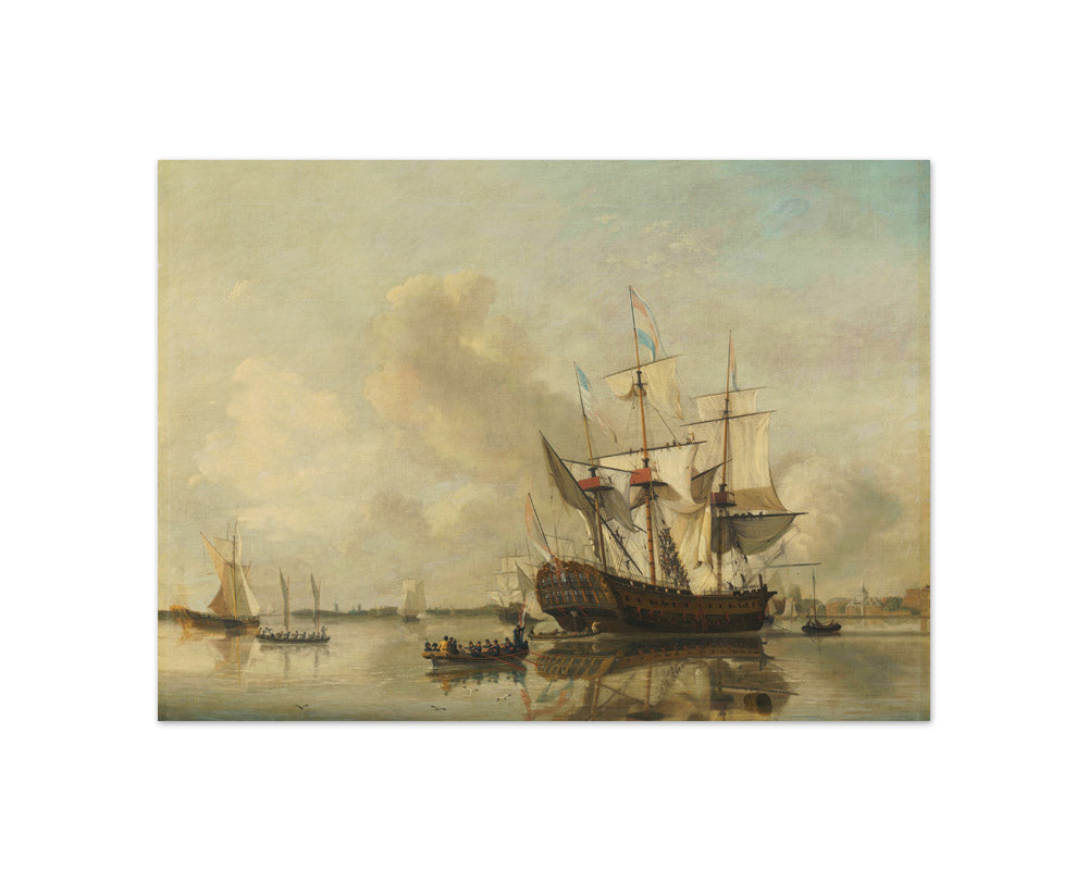 The Navy's Frigate 'Rotterdam' on the Maas off Rotterdam by Nicolaas Baur - Compact / Full Bleed / No Frame