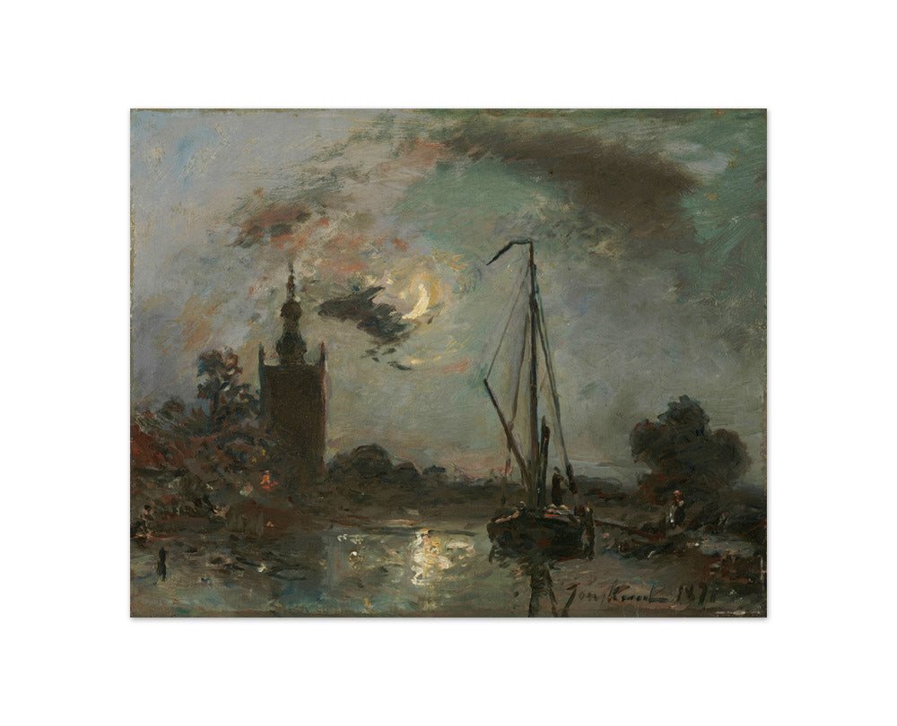 Overschie in the Moonlight by Johan Barthold Jongkind - Compact / Full Bleed / No Frame